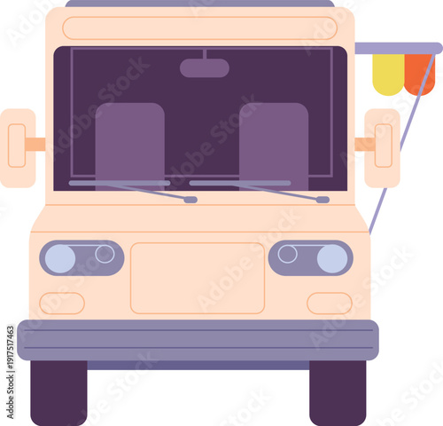 Street cafe truck front view. Empty van template