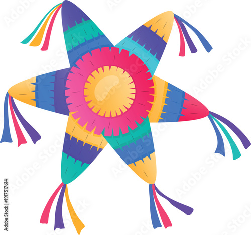 Star shape pinata. Cartoon birthday party decoration