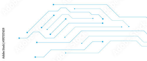 Abstract white blue digital technology futuristic circuit board background design. Technology dots lines connect network background.