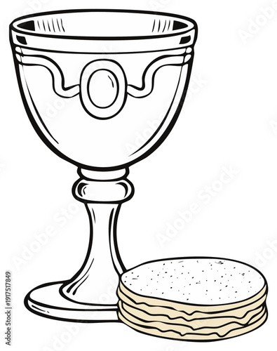 Holy Communion Chalice and Unleavened Bread for Religious Ceremony