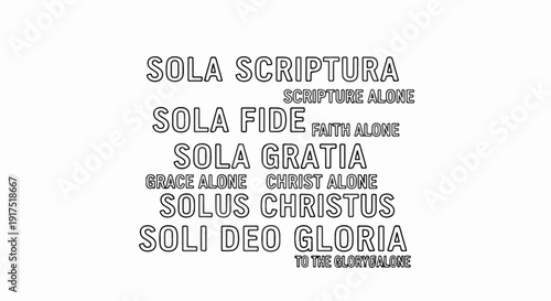 Five Latin phrases and their English translations regarding religious doctrine