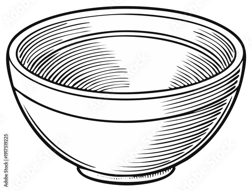 Vintage Scratchboard Bowl Illustration