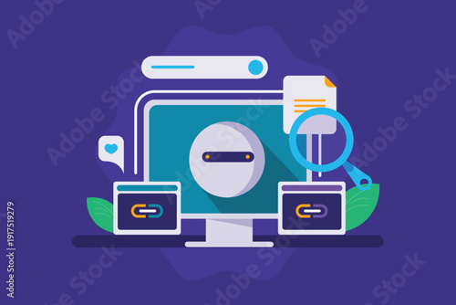 AI robot managing structured SEO modeling, identify programmatic link building opportunity, domain authority mapping and SERP visualization.