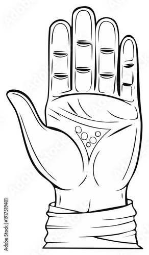 Vector illustration showing palm reading, palmistry, hand analysis, fortune telling.