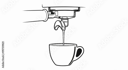 Espresso pouring into a cup from a machine's portafilter