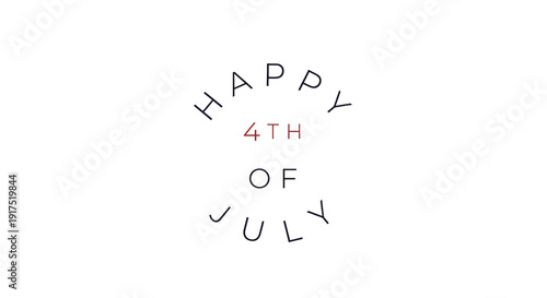 Happy 4th of July celebration text, isolated on transparent background, vector