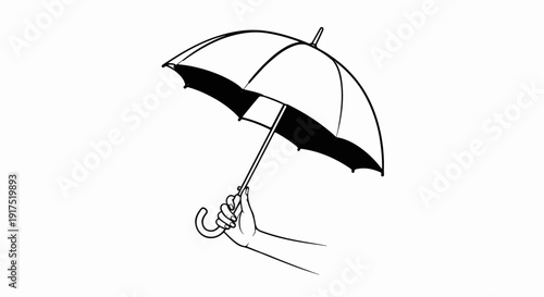 Hand holding an open umbrella, ready for rain