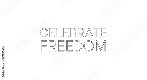 Freedom celebration themed icon. Includes liberty, independence, and patriotism symbols. Created in minimalist style with gray and white palette.