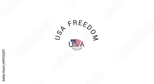 USA freedom patriotic icon with American flag and text, isolated on transparent background
