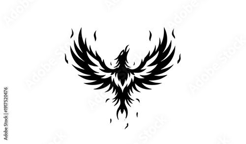 Phoenix blazing fire vector illustration solid color layers