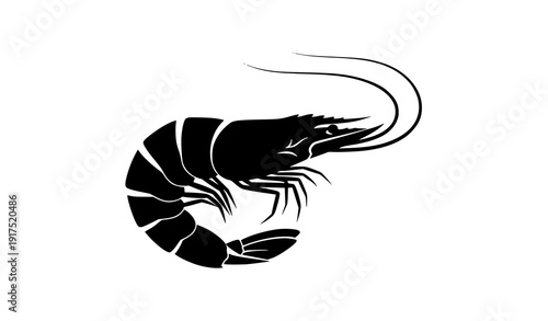 Shrimp silhouette vector icon seafood crustacean illustration