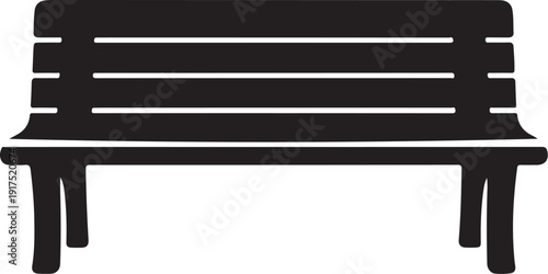 Simple black bench silhouette on white background illustration