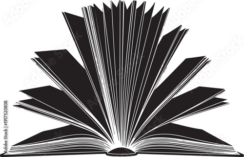 Open Book with Pages Fanned Out Isolated on White