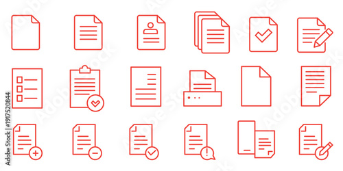Legal documents icon set. Editable line icons. Vector illustration.