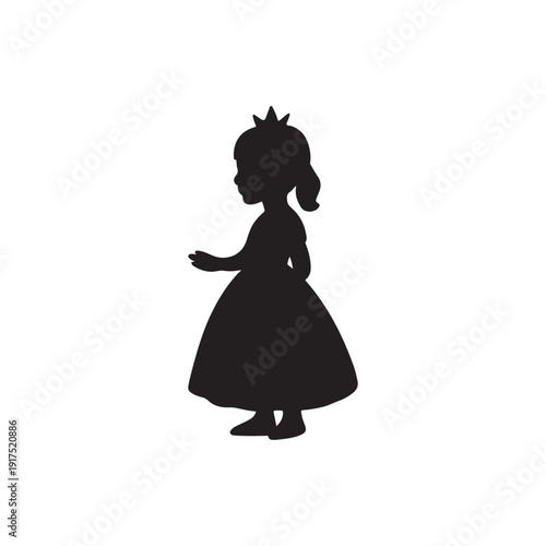 Princess girl silhouette vector illustration isolated on white.