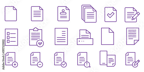 Legal documents icon set. Editable line icons. Vector illustration.