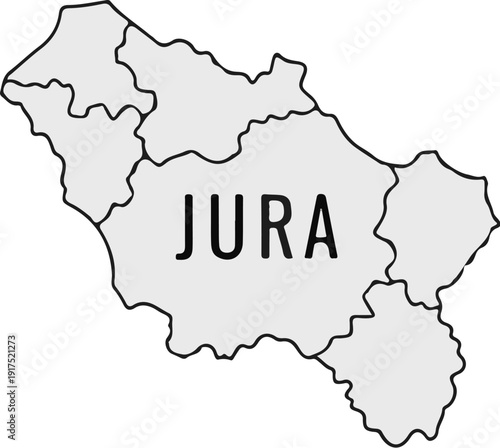 Map of a region named JURA, with internal borders