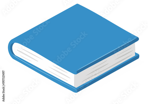 Isometric blue hardcover book illustration for education and knowledge