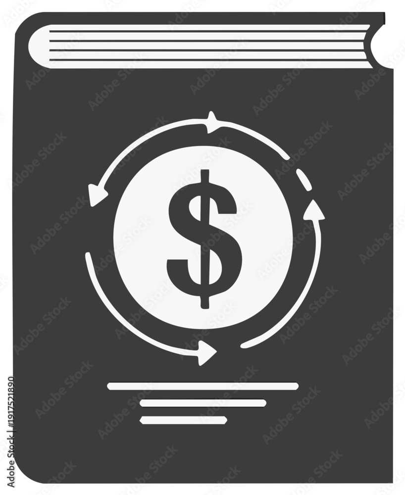 Obraz premium Financial education manual with dollar symbol and circulation arrows
