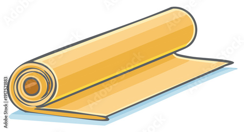 Rolled up yoga mat with smooth, flowing texture and warm amber tones