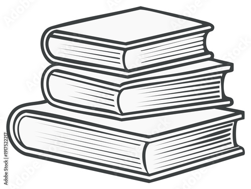 Stack of books in an outline