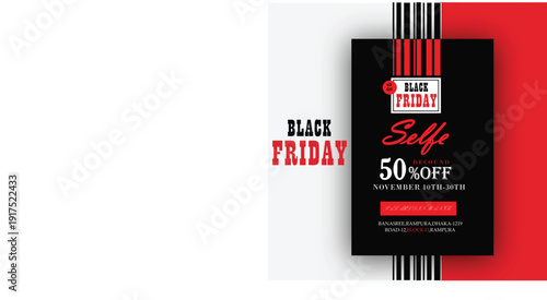 Black Friday Sale Banner Template with 50 Percent Off Discount Offer