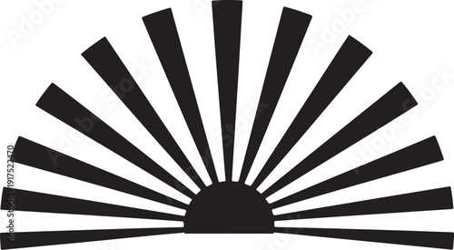 Black Sunburst Graphic Design Element Isolated on White Background