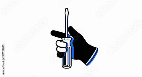 Hand wearing glove holding screwdriver