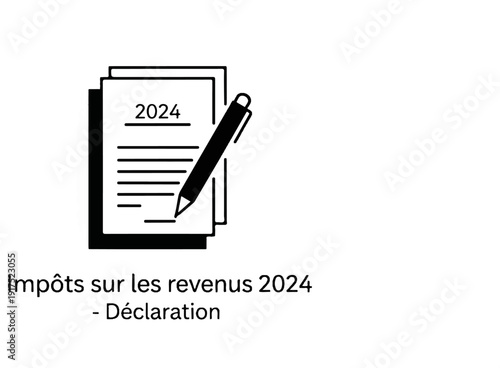 Icon of a document labeled "2024" with a pen, indicating tax declaration