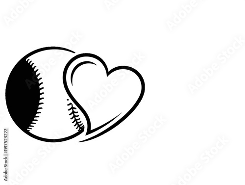 Iconic baseball graphic intertwined with a stylized heart shape