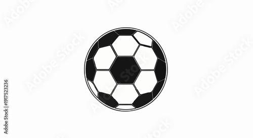 Iconic black and white soccer ball with hexagonal paneling