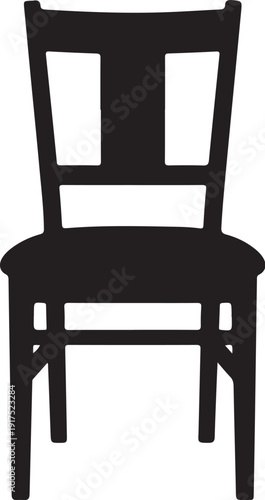 Simple black chair silhouette on white background illustration