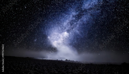 Mystical Night Sky - Stars, Clouds, and Atmospheric Glow.