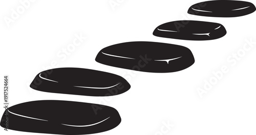 Black stones in a diagonal line on white background