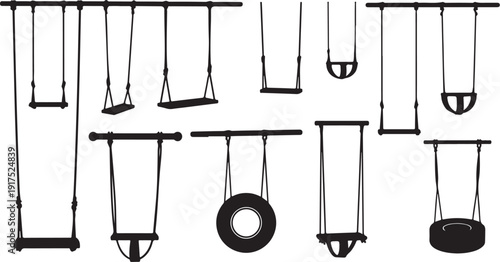 Various playground swings and equipment for kids to play