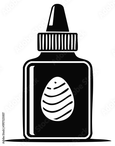 Black and White Illustration of Easter Egg Decorating Glue Bottle