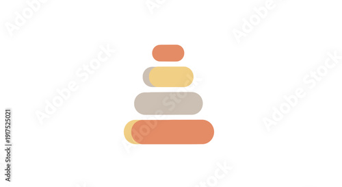 Stacked colorful oval shapes object.