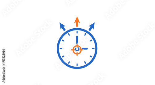 Stopwatch with arrows on white background.