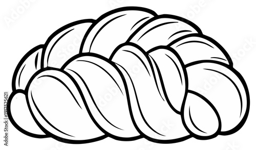 Stylized outline illustration of a braided croissant pastry with defined lines