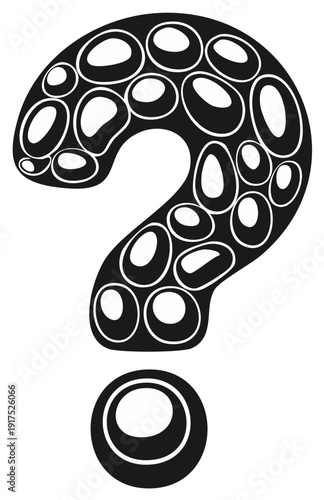 Black Question Mark Symbol Filled With Rounded Organic Shapes and Circles