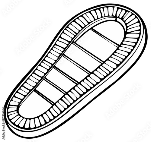 Drawing of a Shoe Sole Tread Pattern for Footwear Design and Repair