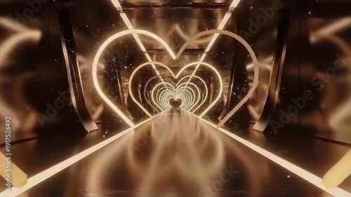 Wallpaper Mural Futuristic tunnel with glowing neon heart shaped lights. Torontodigital.ca
