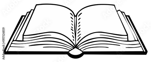 Open Book Outline Vector Illustration Symbolizing Knowledge and Learning