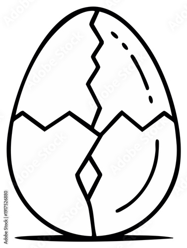 Cracked Eggshell Outline Showing Beginning of Life and New Beginnings