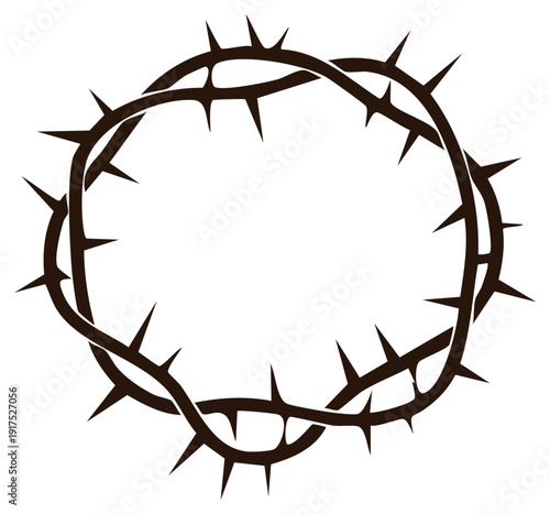Symbolic Crown of Thorns illustration with sharp spikes arranged in a circular wreath shape