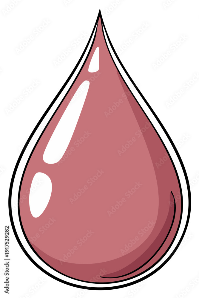 Fototapeta premium Glossy Crimson Red Liquid Drop with Highlights and Outline