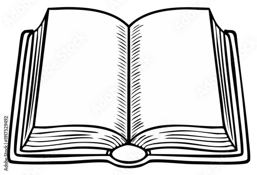 Open Book Illustration with Blank Pages, Hand-drawn Style