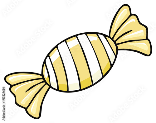 Wrapped yellow and white candy illustration