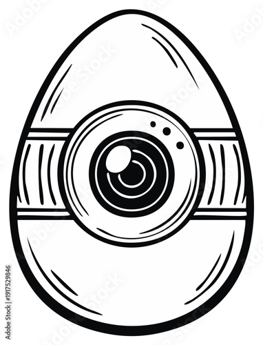 Stylized Egg with Giant Eye and Band Decoration Vector Art