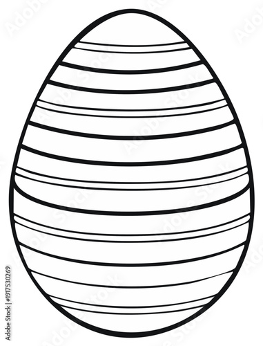 Simple Hand Drawn Easter Egg Outline with Horizontal Stripes for Decoration and Crafts